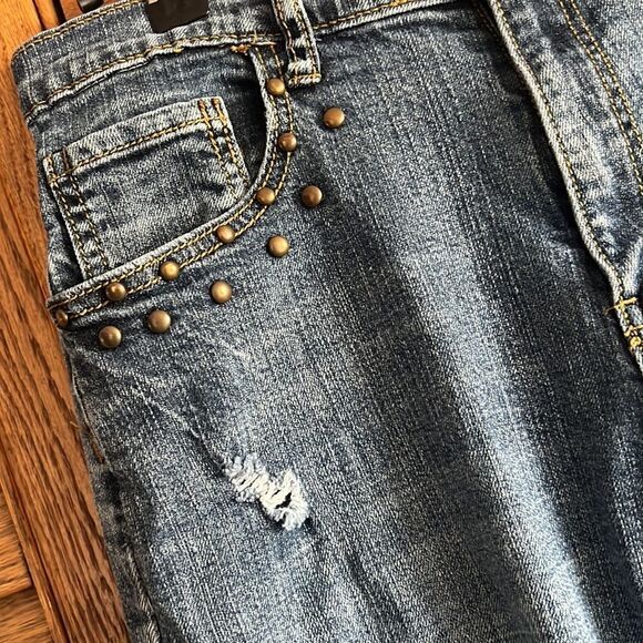 Denim - Studded Distressed Midrise Slim Skinny Rocker Firefly Jeans